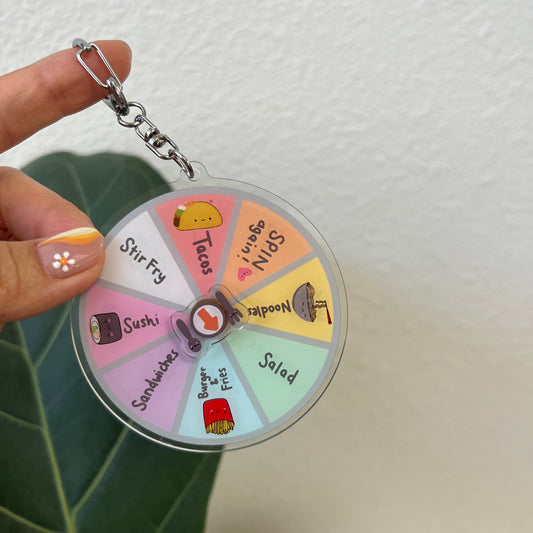 Wheel of Food Choices SPINNING Keychain