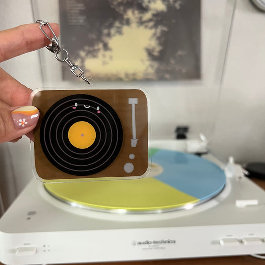 Record Player SPINNING Keychain