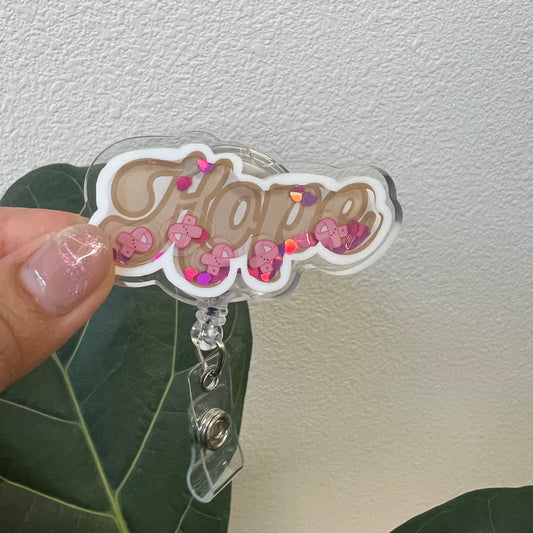 Liquid Badge Reel: HOPE-PINK Ribbons