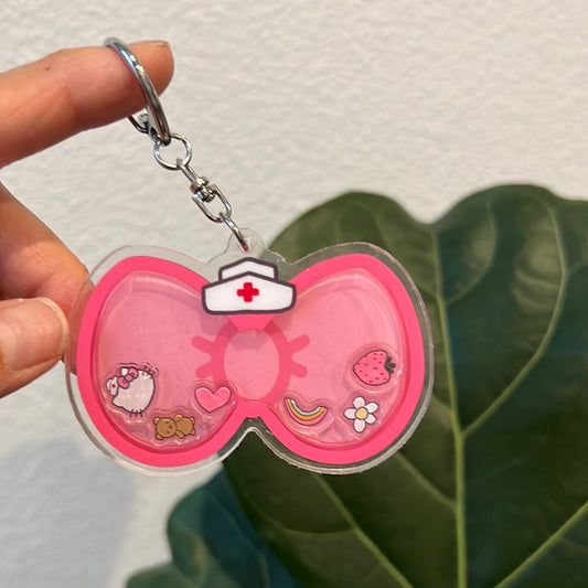 NURSE Bow Shaker Keychain: NURSE BOW PINK