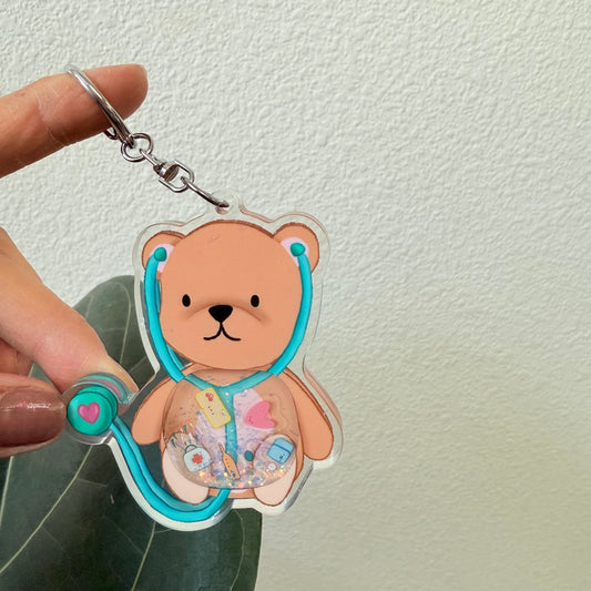 Teddy Bear Liquid Keychain