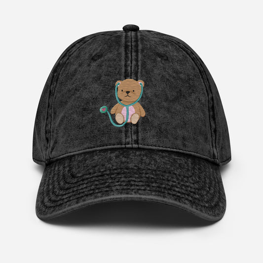 TEDDY BEAR Embroidered Vintage Cotton Twill Cap