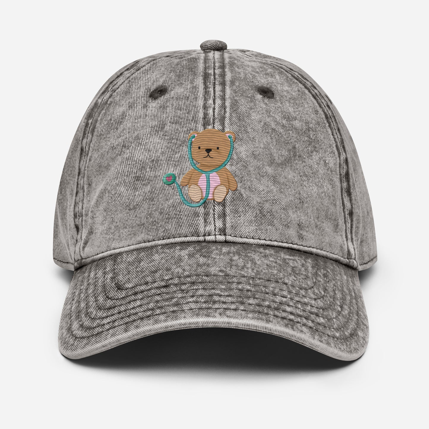 TEDDY BEAR Embroidered Vintage Cotton Twill Cap