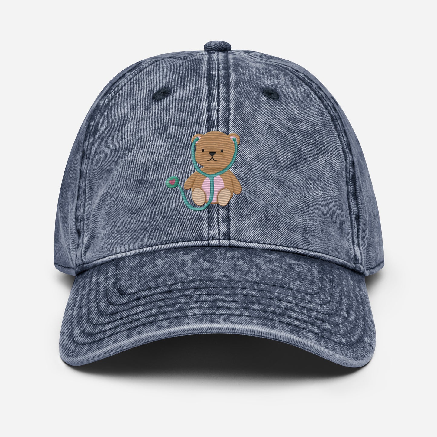 TEDDY BEAR Embroidered Vintage Cotton Twill Cap