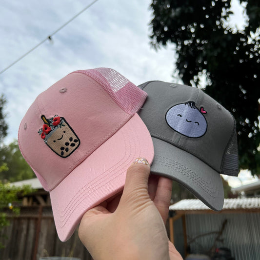 Kid Hats: Embroidered Boba & Dumpling